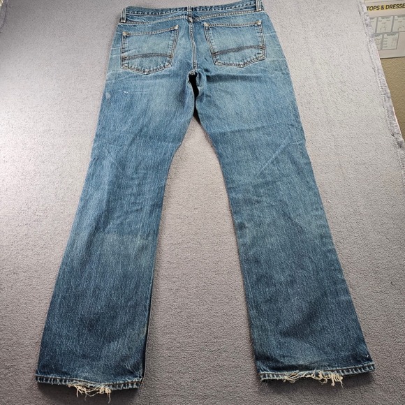 Arizona Jean Co Men's Jeans Pent Size 36x34 Blue Denim Distressed Bootcut - Picture 2 of 16